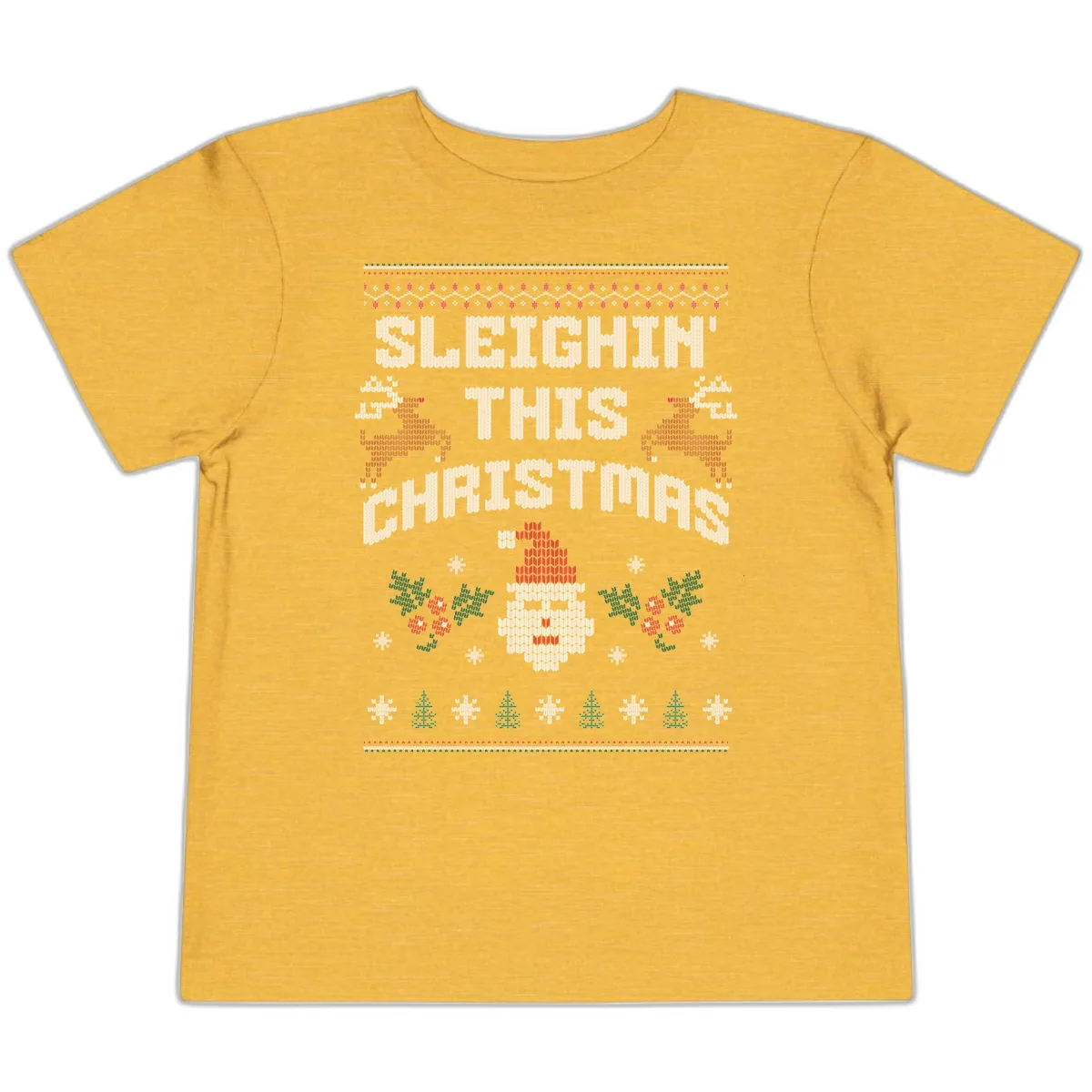 Sleighin' This Christmas Design Toddler T-Shirt in Heather Yellow Gold
