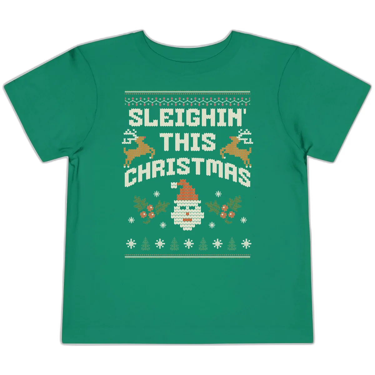 Sleighin' This Christmas Design Toddler T-Shirt in Kelly