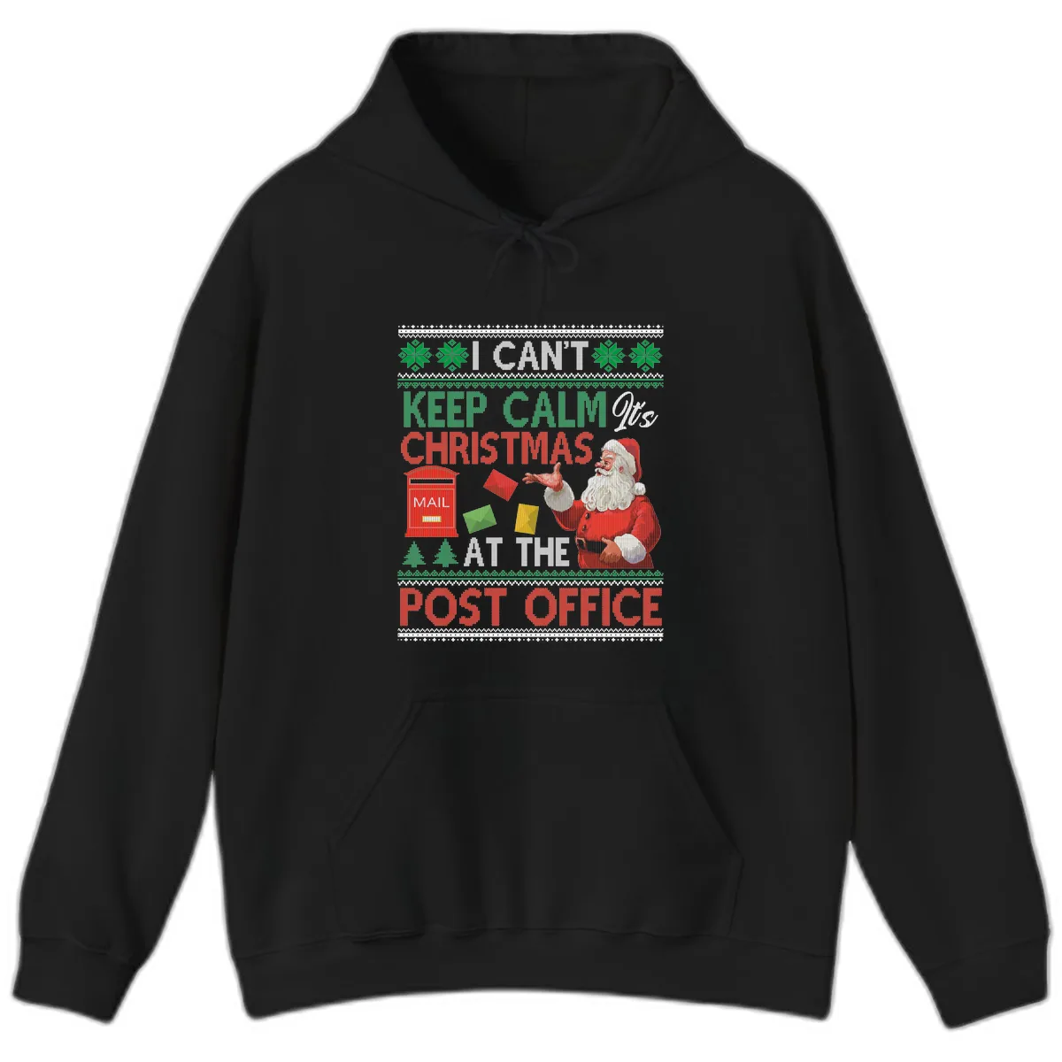 Keep Calm It's Christmas At The Post Office Hoodie in Black
