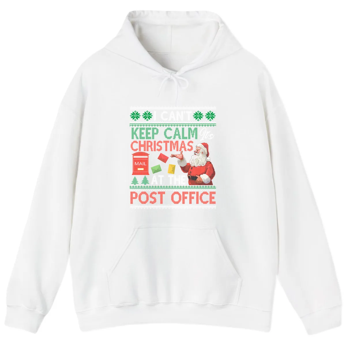 Keep Calm It's Christmas At The Post Office Hoodie in White