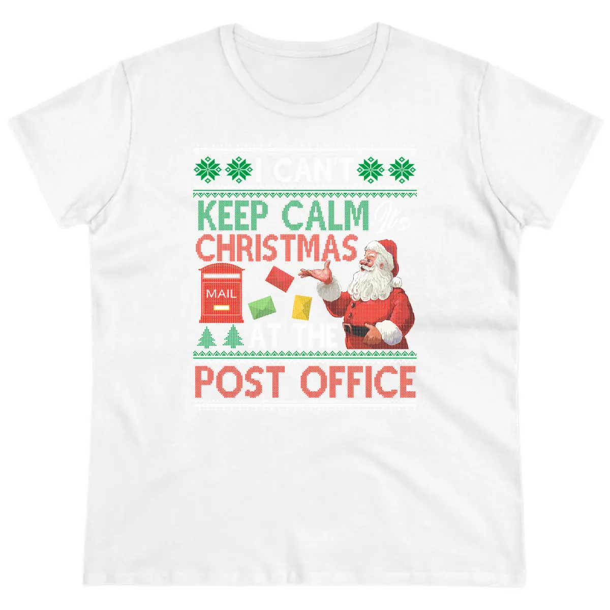Keep Calm It's Christmas At The Post Office Ladies Tee in White