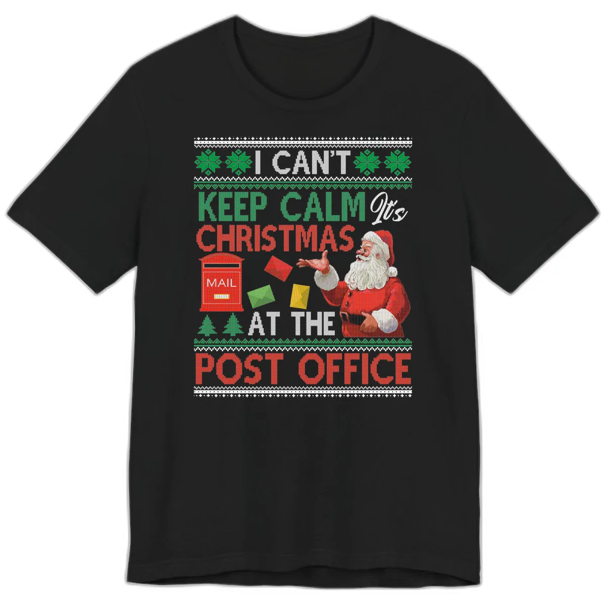 Keep Calm It's Christmas At The Post Office Premium T-Shirt in Black