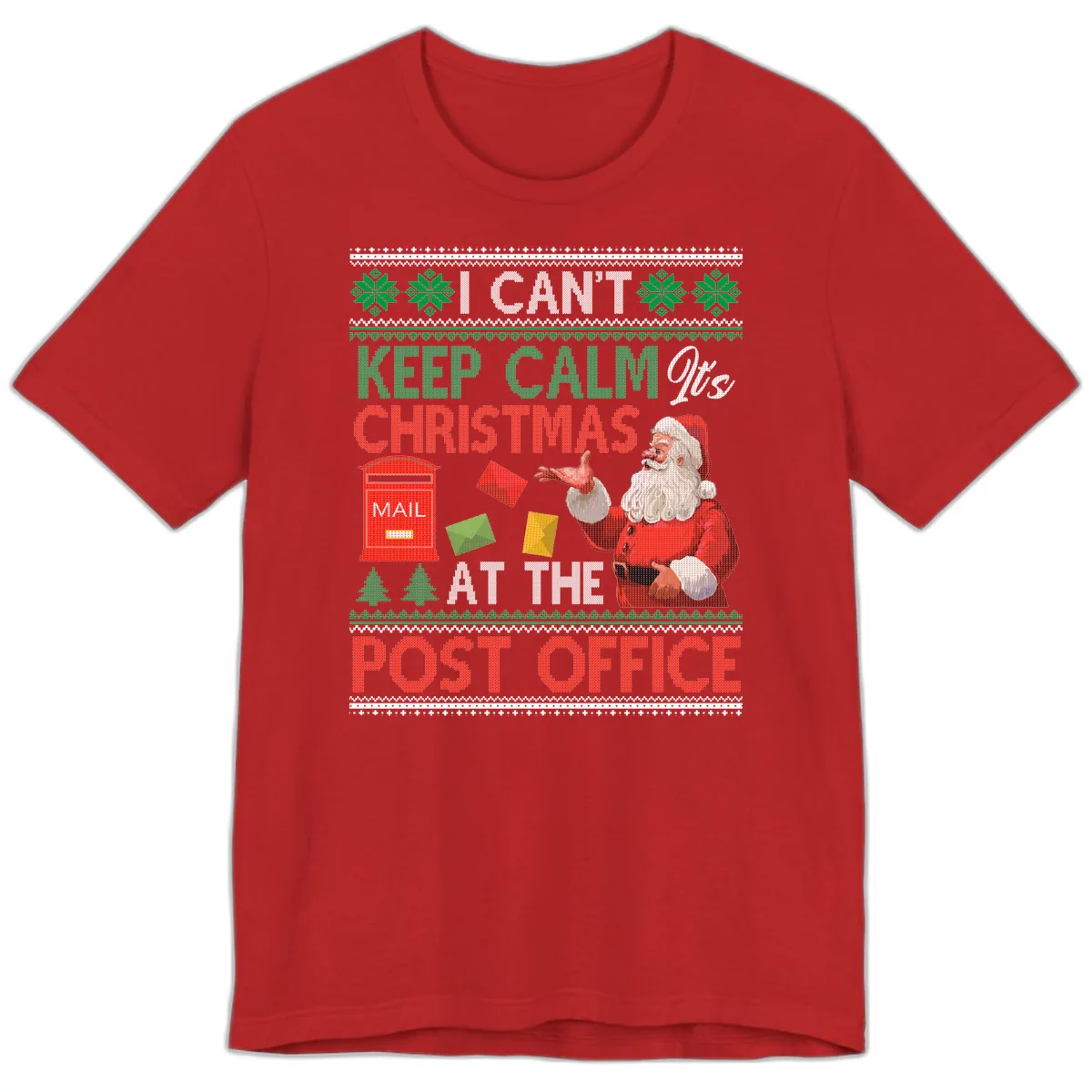 Keep Calm It's Christmas At The Post Office Premium T-Shirt in Red