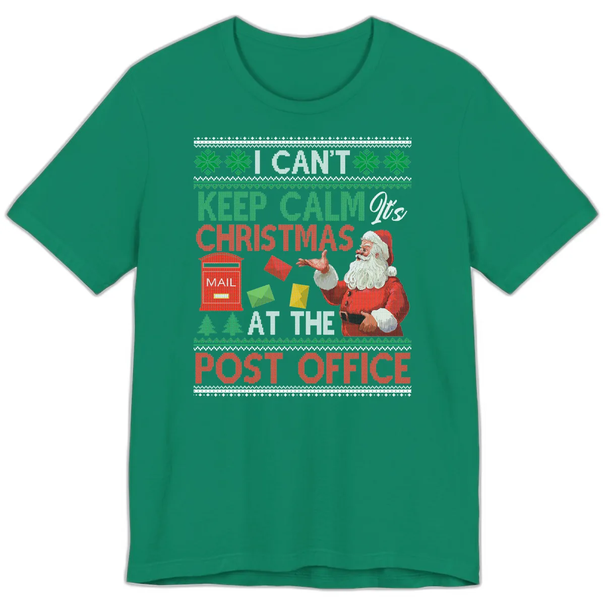 Keep Calm It's Christmas At The Post Office Premium T-Shirt in Kelly