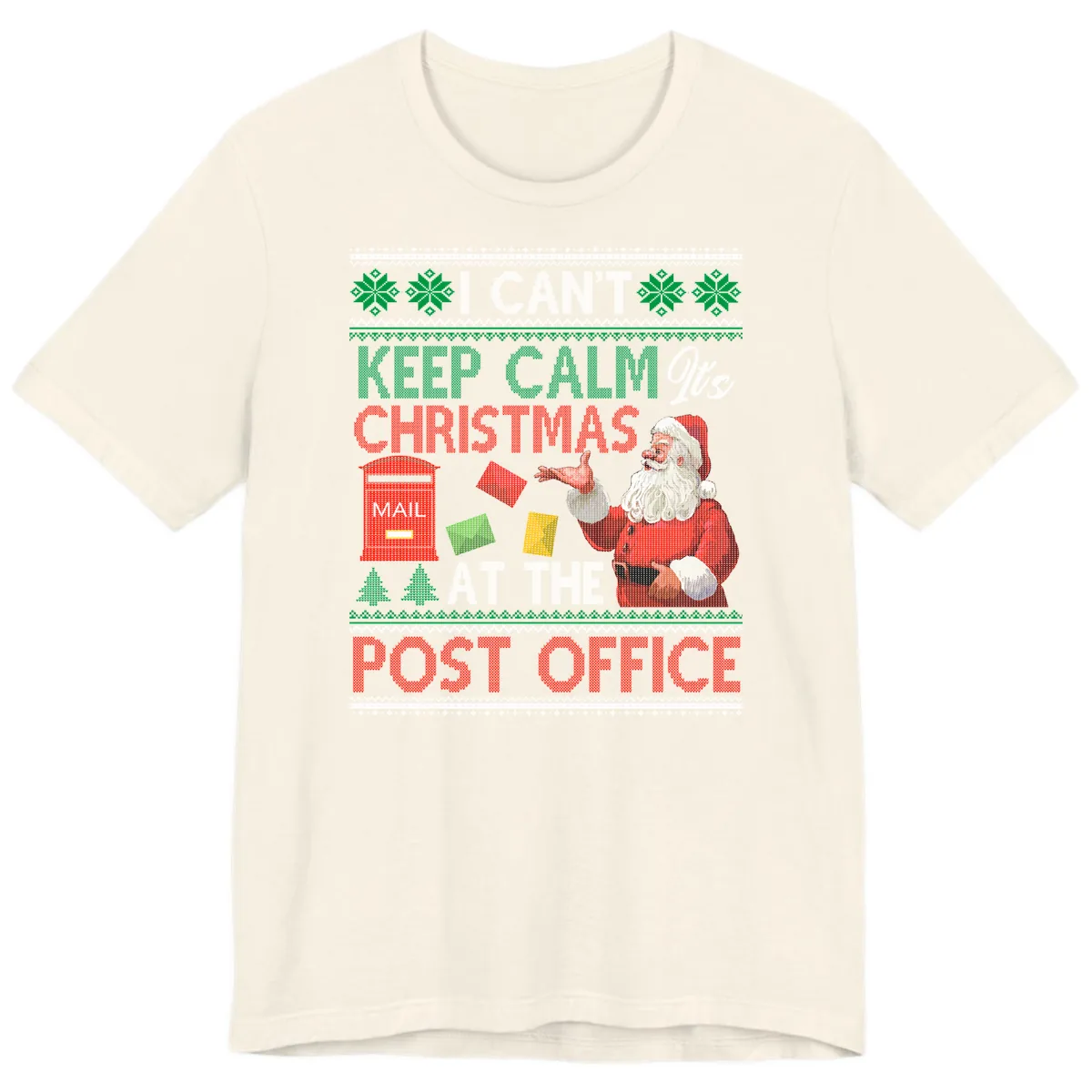 Keep Calm It's Christmas At The Post Office Premium T-Shirt in Natural