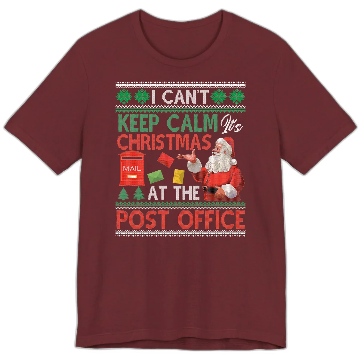 Keep Calm It's Christmas At The Post Office Premium T-Shirt in Heather Cardinal
