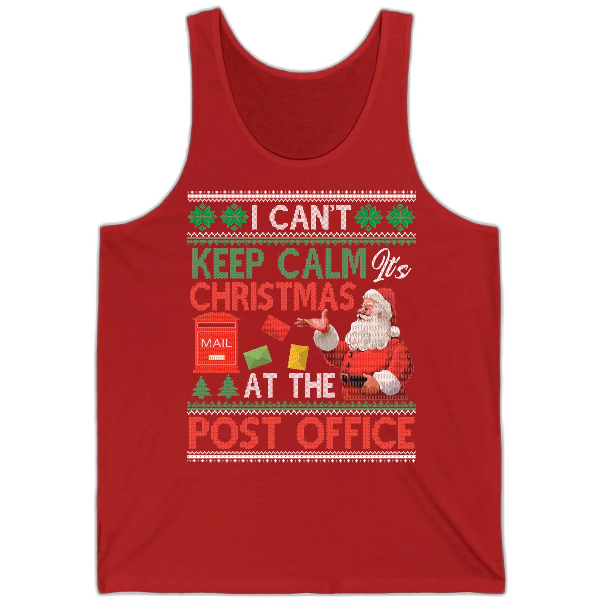 Keep Calm It's Christmas At The Post Office Tank in Red