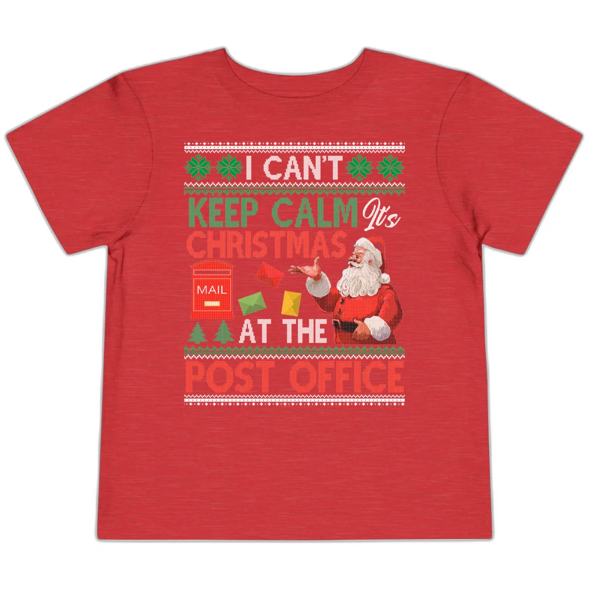 Keep Calm It's Christmas At The Post Office Toddler T-Shirt in Heather Red