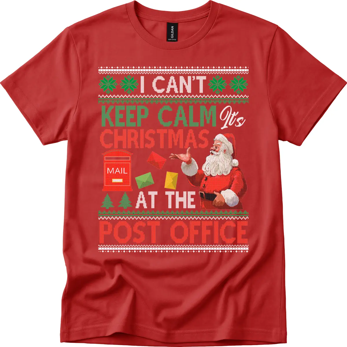 Keep Calm It's Christmas At The Post Office T-Shirt in Red