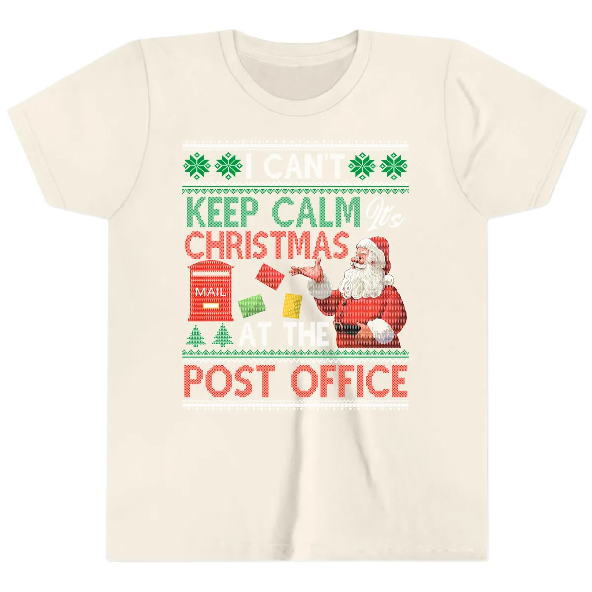Keep Calm It's Christmas At The Post Office Youth T-Shirt in Natural
