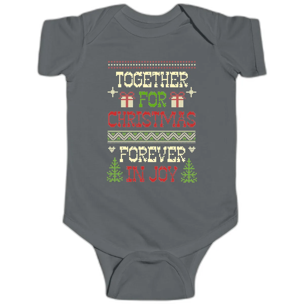 Together For Christmas Forever In Joy Baby Onesie in Charcoal