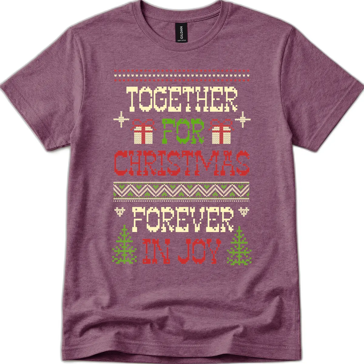 Together For Christmas Forever In Joy T-Shirt in Heather Maroon