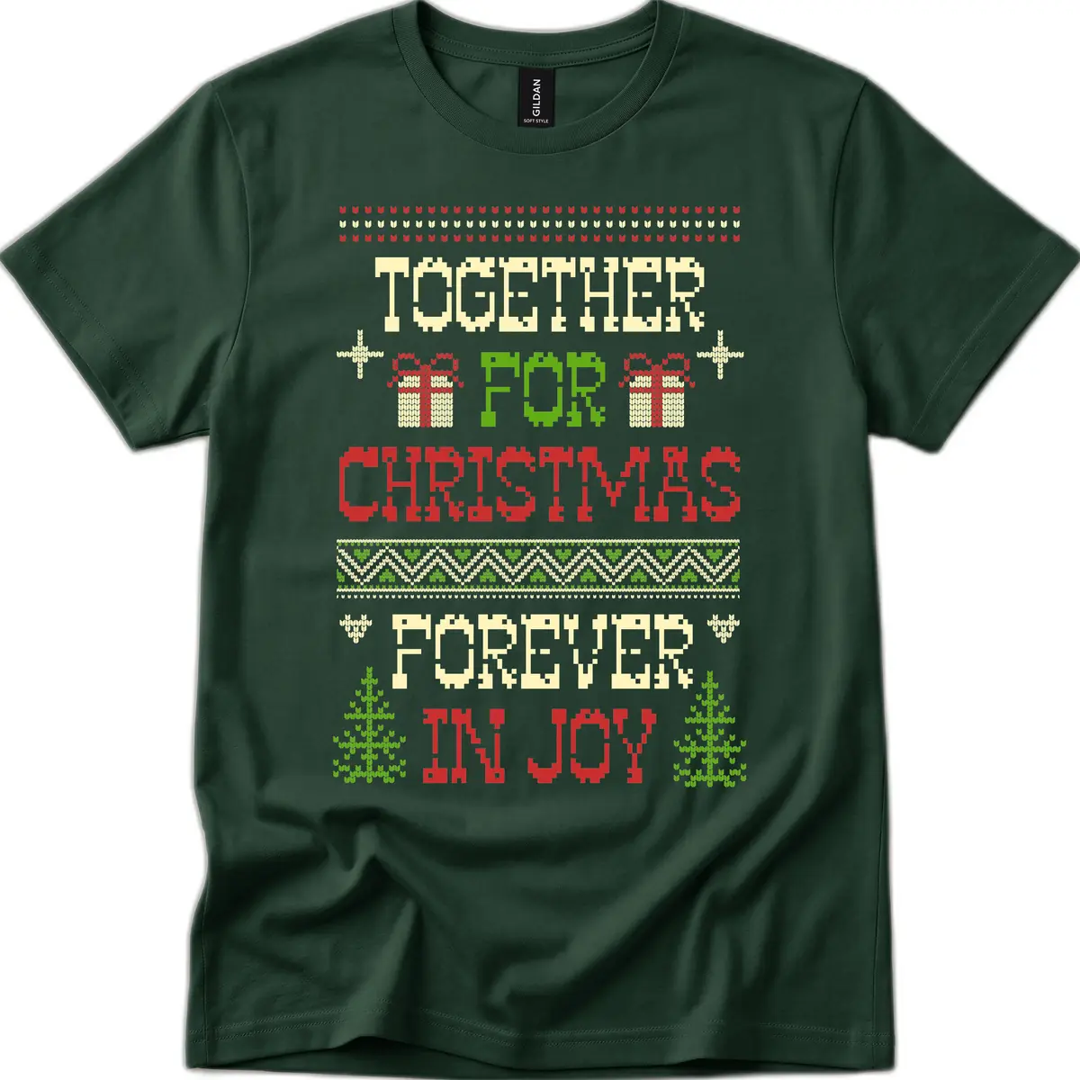 Together For Christmas Forever In Joy T-Shirt in Forest Green