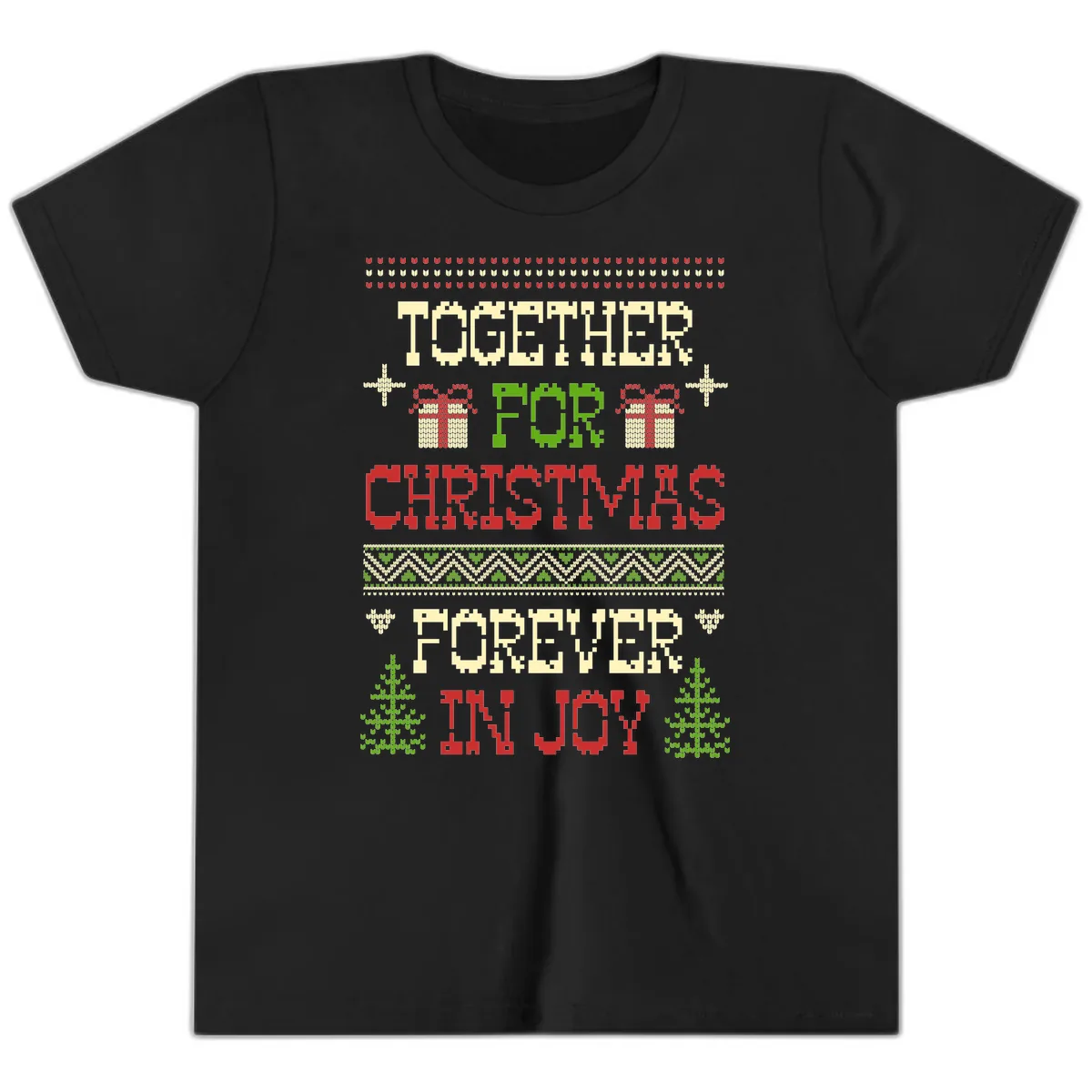 Together For Christmas Forever In Joy Youth T-Shirt in Black