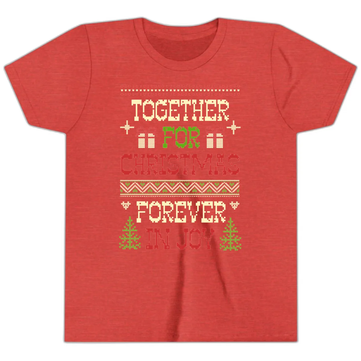 Together For Christmas Forever In Joy Youth T-Shirt in Heather Red