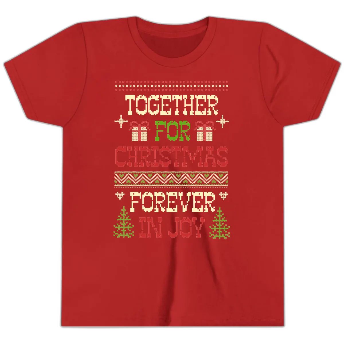 Together For Christmas Forever In Joy Youth T-Shirt in Red