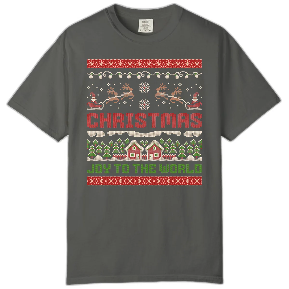 Christmas Joy All Over Print Comfort Color in Pepper