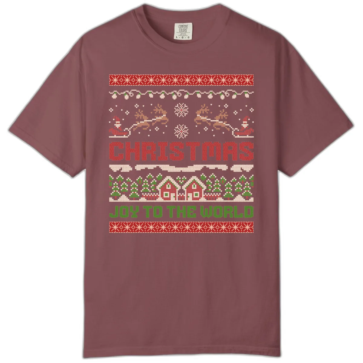 Christmas Joy All Over Print Comfort Color in Brick