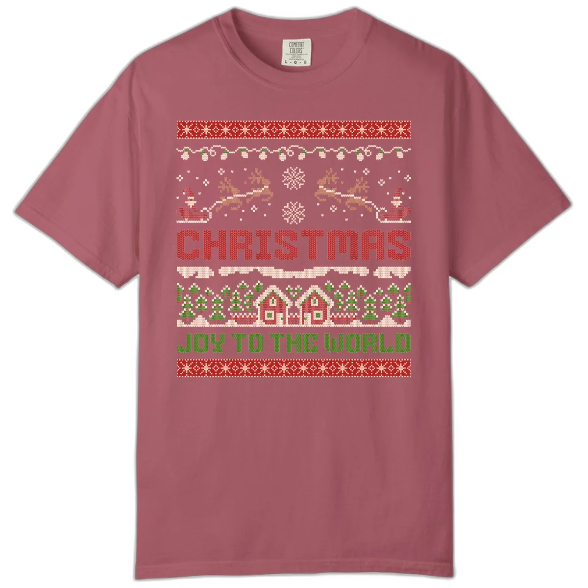 Christmas Joy All Over Print Comfort Color in Crimson
