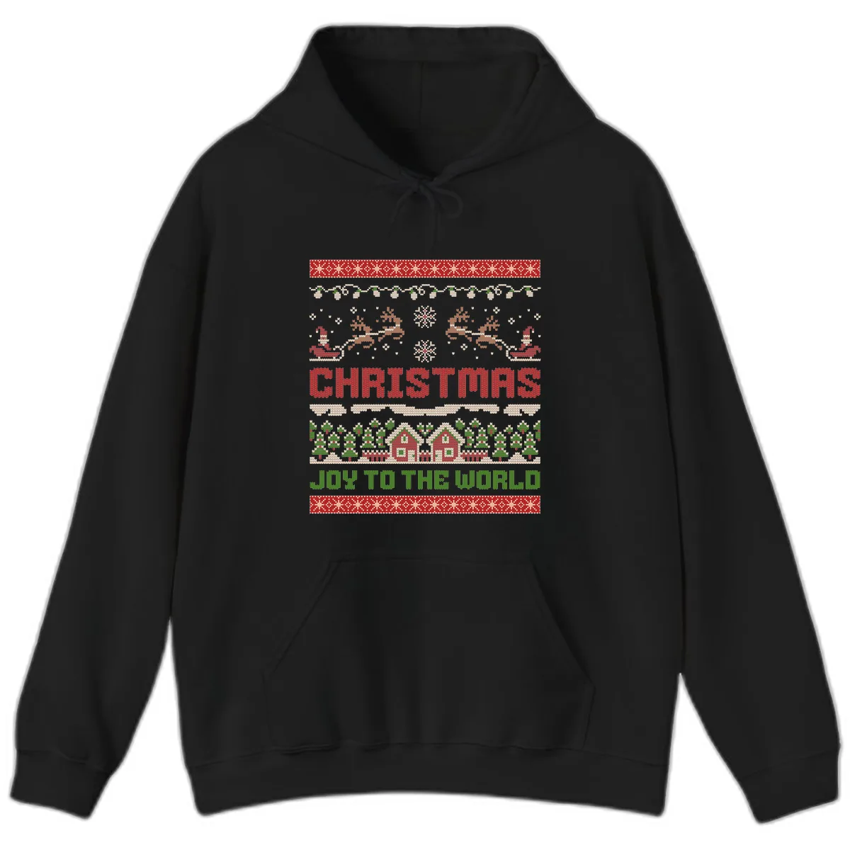Christmas Joy All Over Print Hoodie in Black