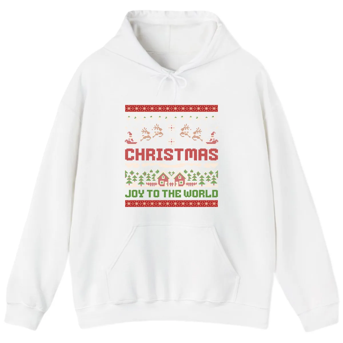 Christmas Joy All Over Print Hoodie in White