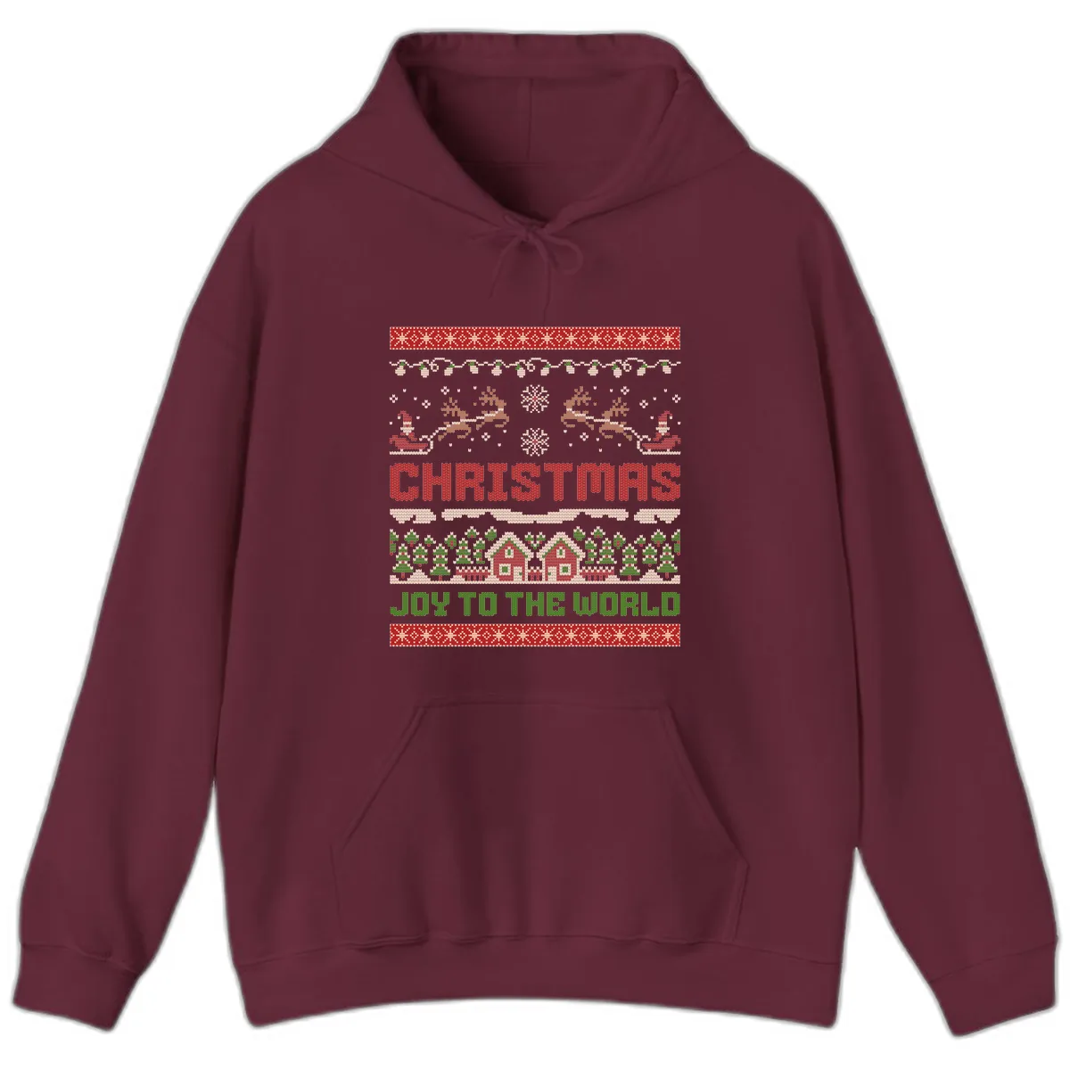 Christmas Joy All Over Print Hoodie in Maroon