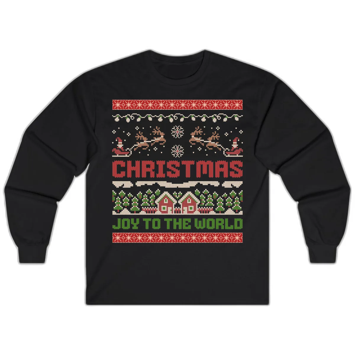Christmas Joy All Over Print Long Sleeve in Black
