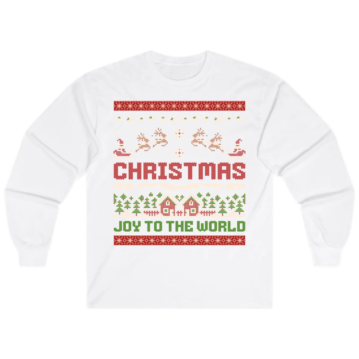 Christmas Joy All Over Print Long Sleeve in White
