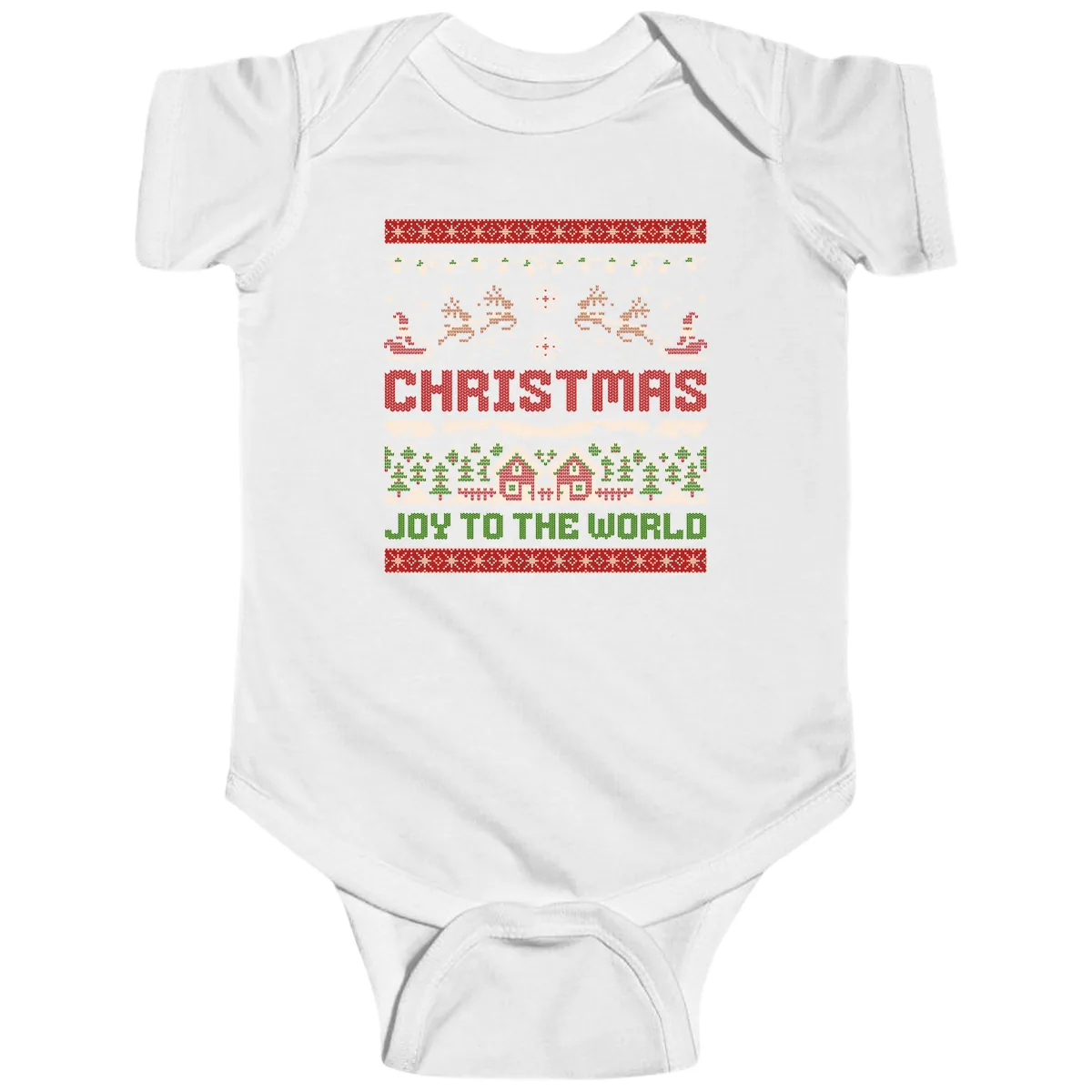 Christmas Joy All Over Print Baby Onesie in White