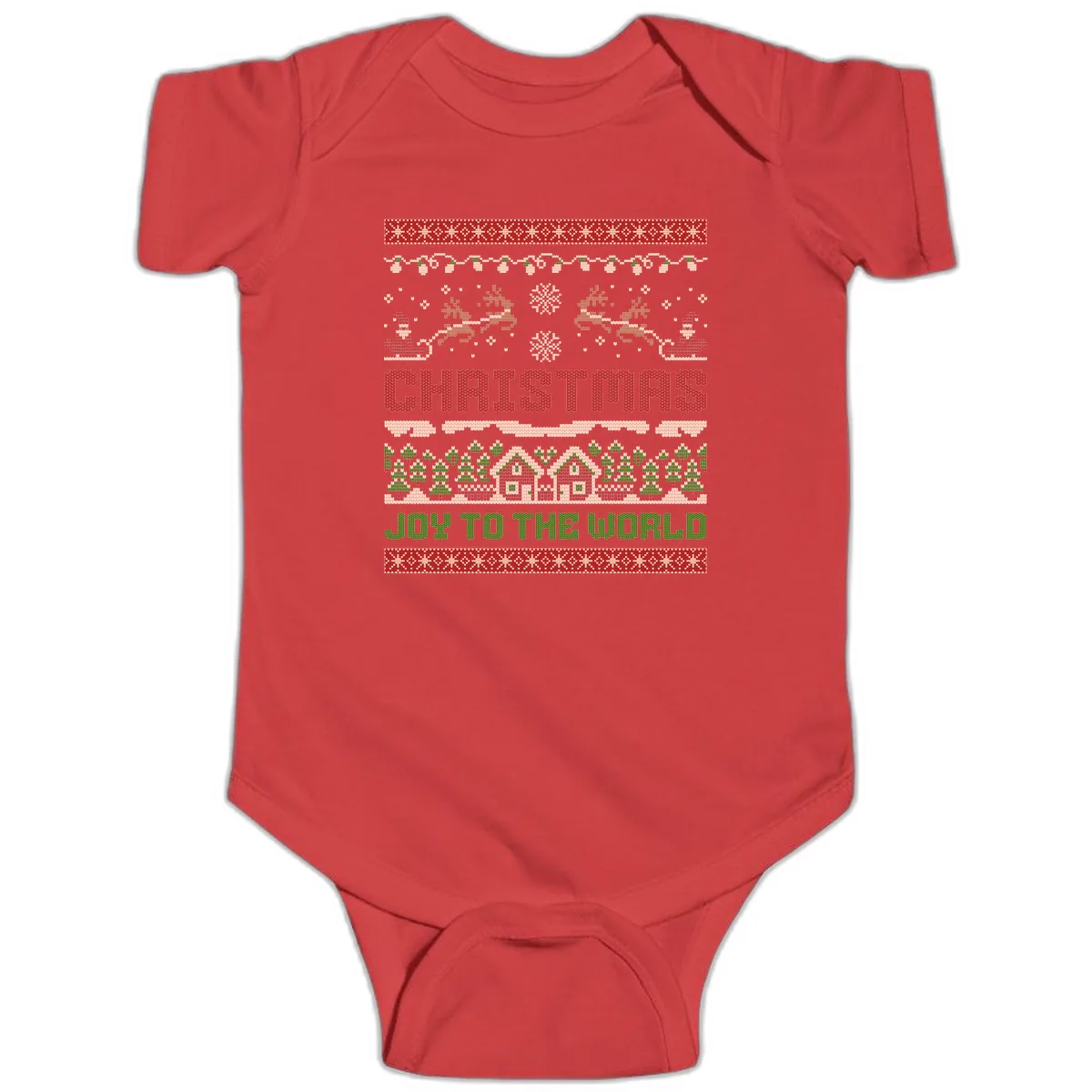 Christmas Joy All Over Print Baby Onesie in Red