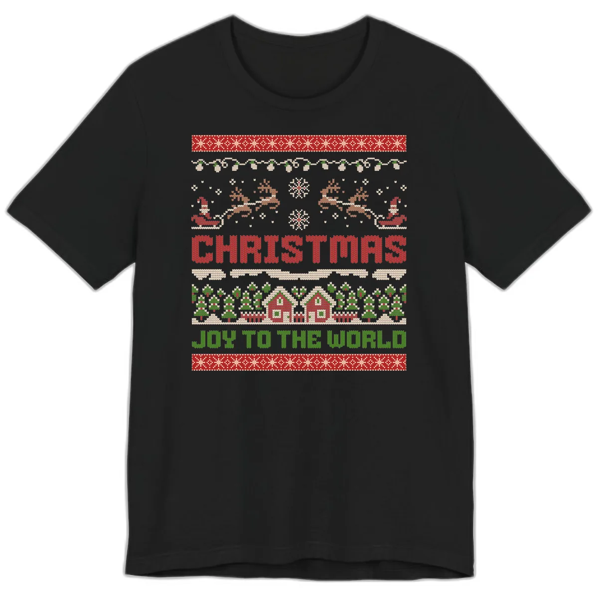 Christmas Joy All Over Print Premium T-Shirt in Black