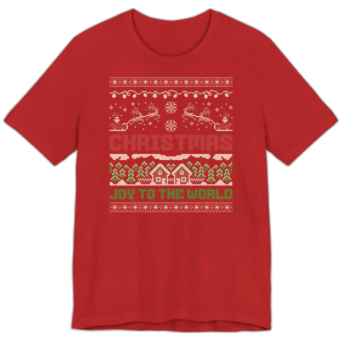 Christmas Joy All Over Print Premium T-Shirt in Red