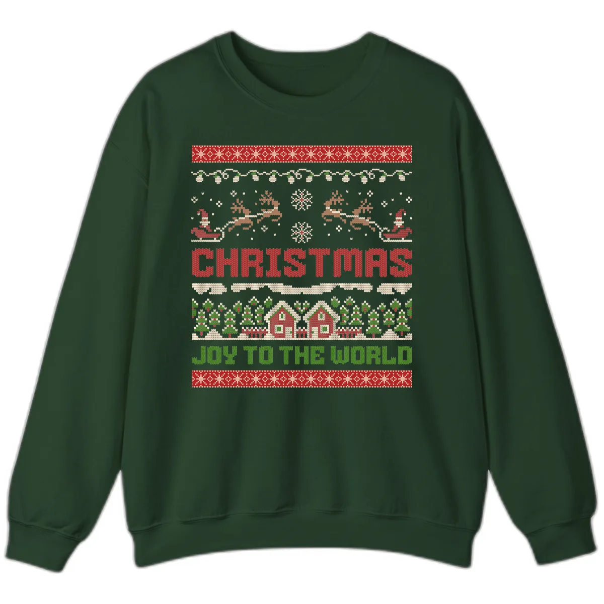 Christmas Joy All Over Print Sweatshirt in Forest Green