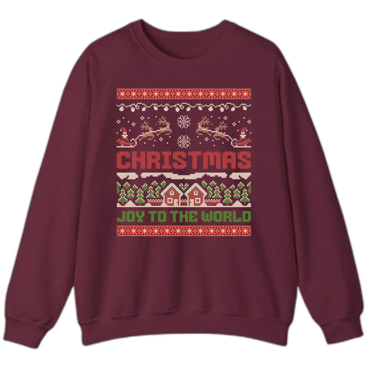 Christmas Joy All Over Print Sweatshirt in Maroon