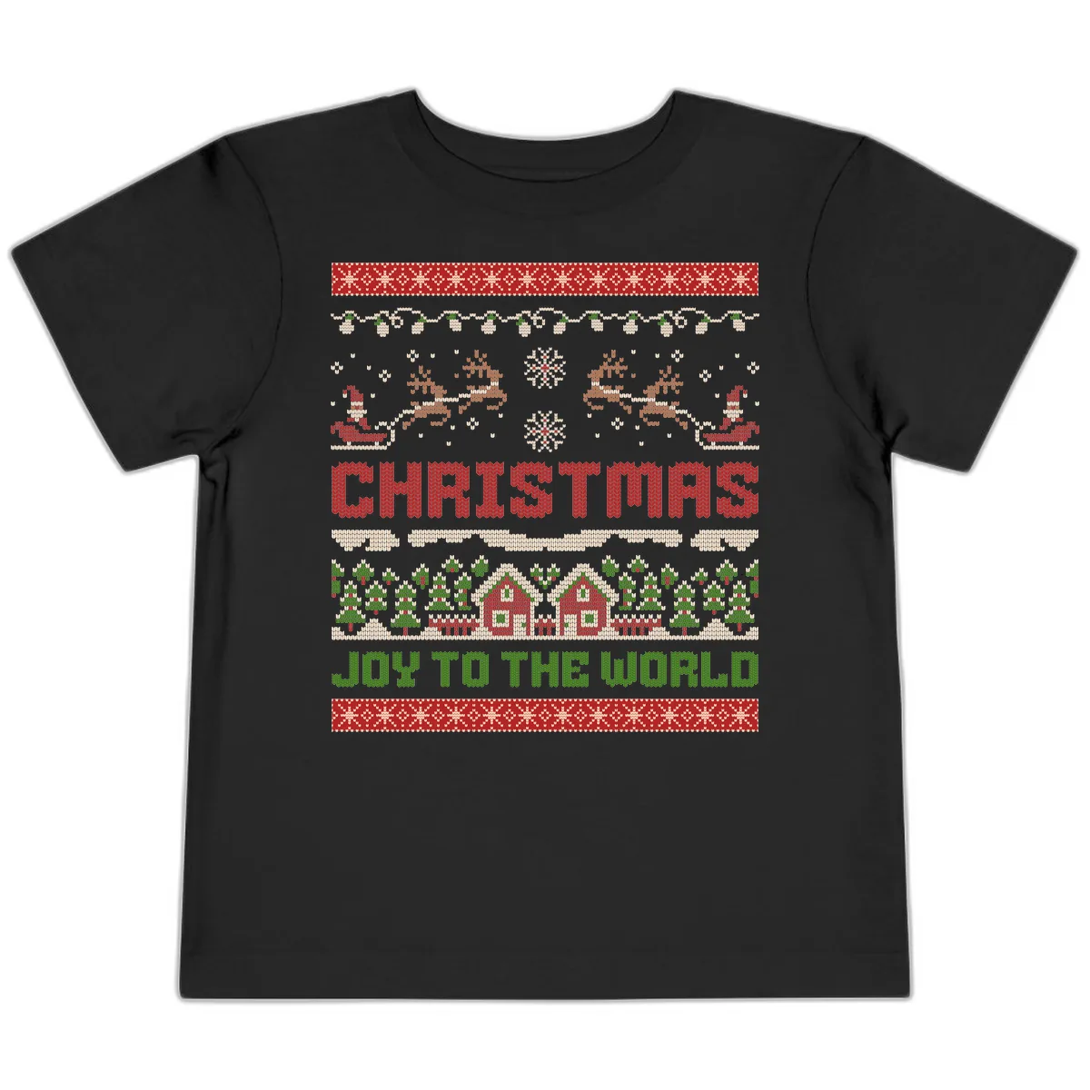 Christmas Joy All Over Print Toddler T-Shirt in Black