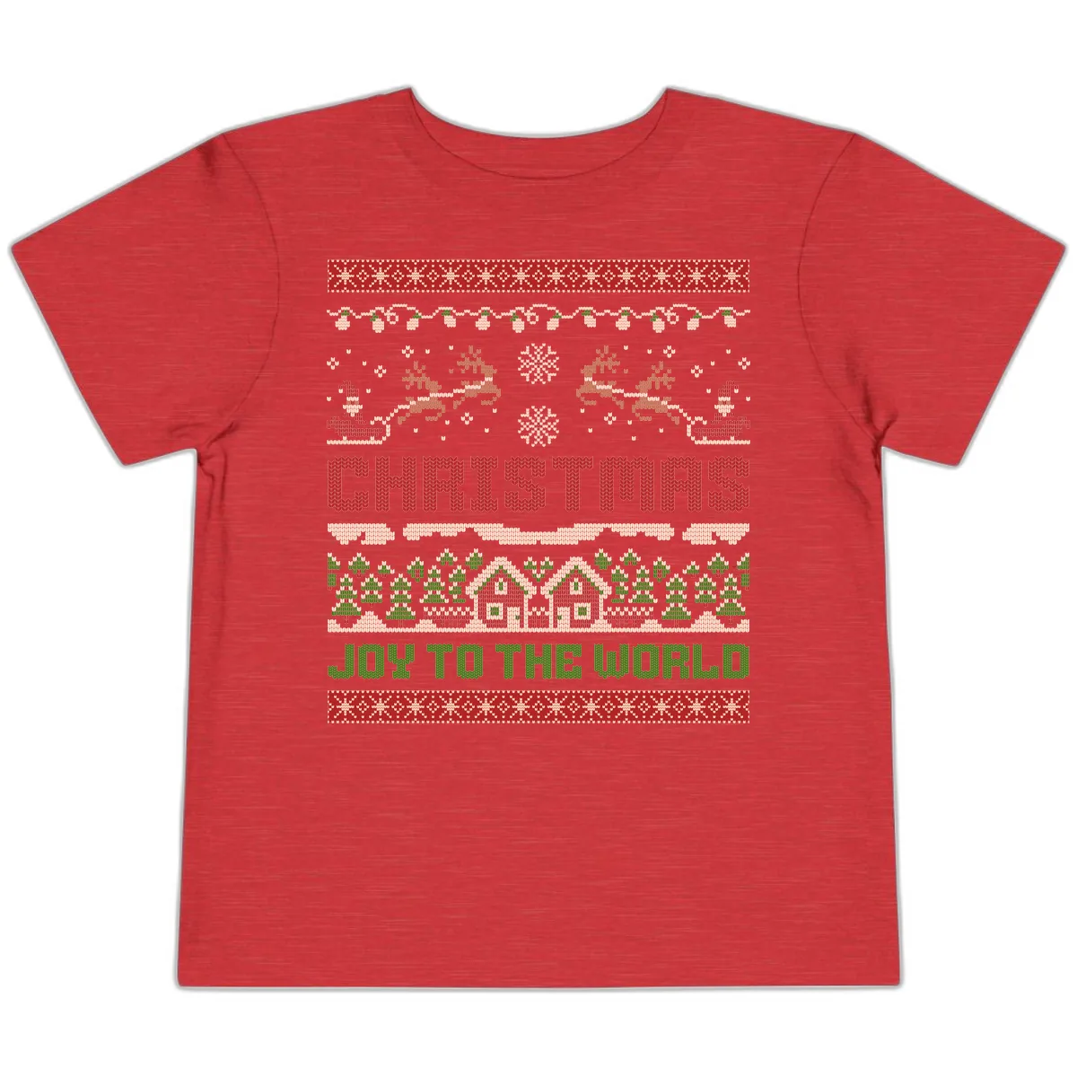 Christmas Joy All Over Print Toddler T-Shirt in Heather Red