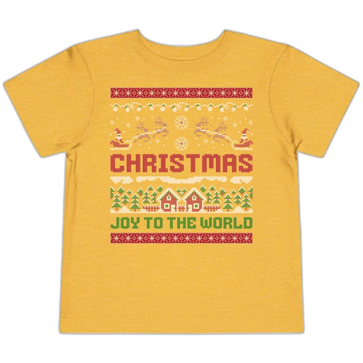 Christmas Joy All Over Print Toddler T-Shirt in Heather Yellow Gold