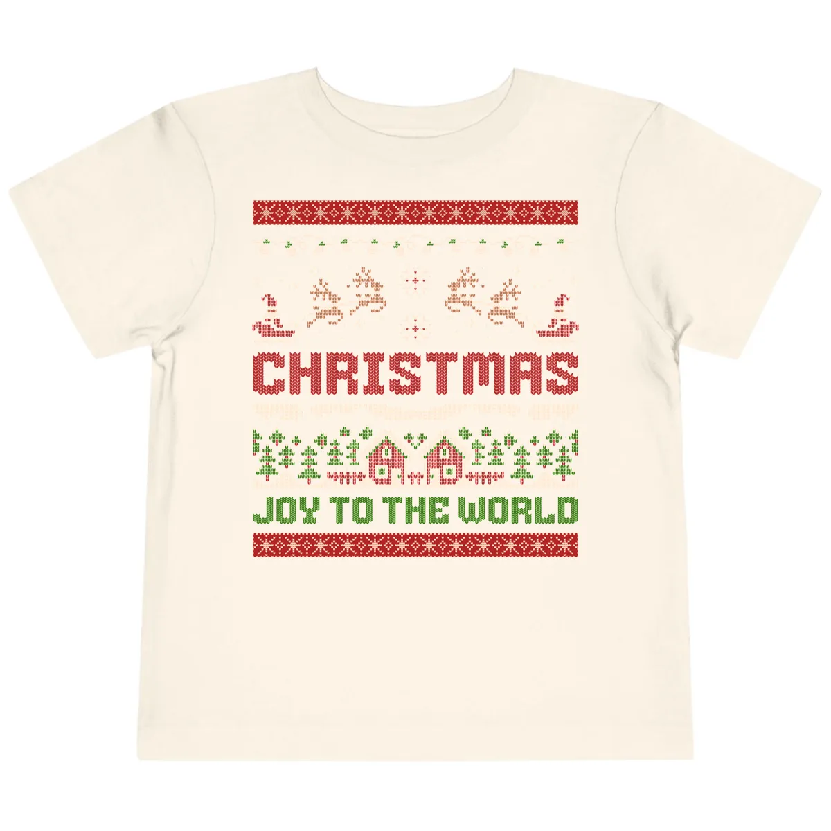 Christmas Joy All Over Print Toddler T-Shirt in Natural