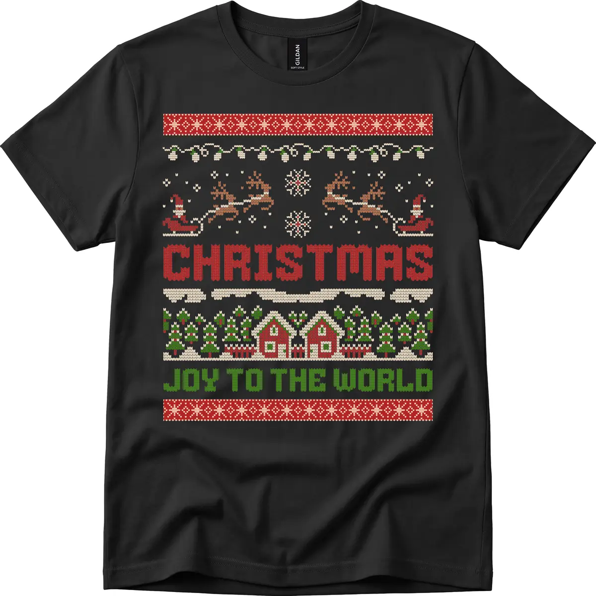 Christmas Joy All Over Print T-Shirt in Black