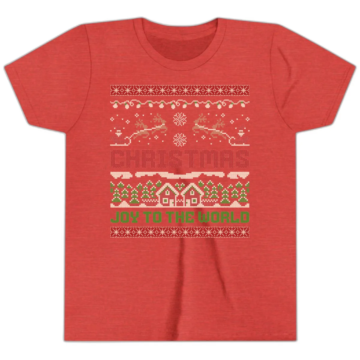 Christmas Joy All Over Print Youth T-Shirt in Heather Red