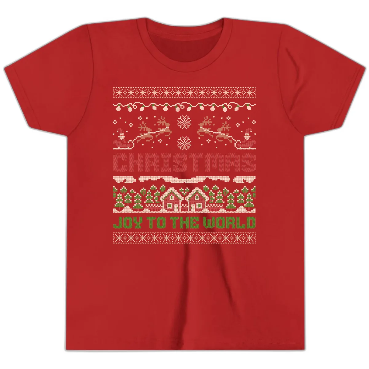 Christmas Joy All Over Print Youth T-Shirt in Red