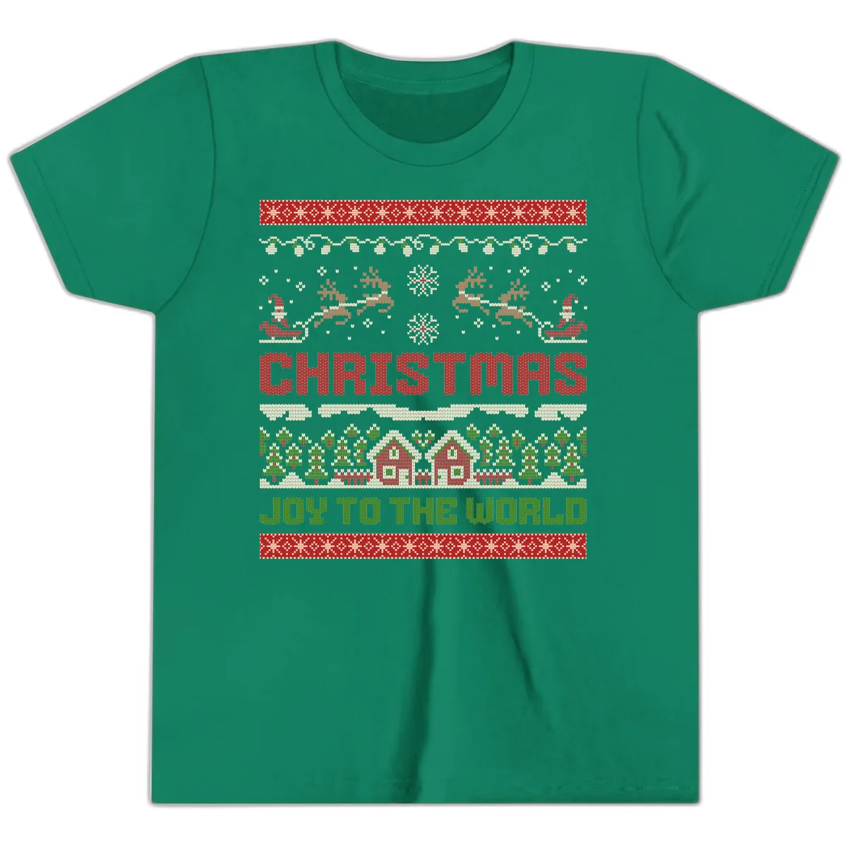 Christmas Joy All Over Print Youth T-Shirt in Kelly
