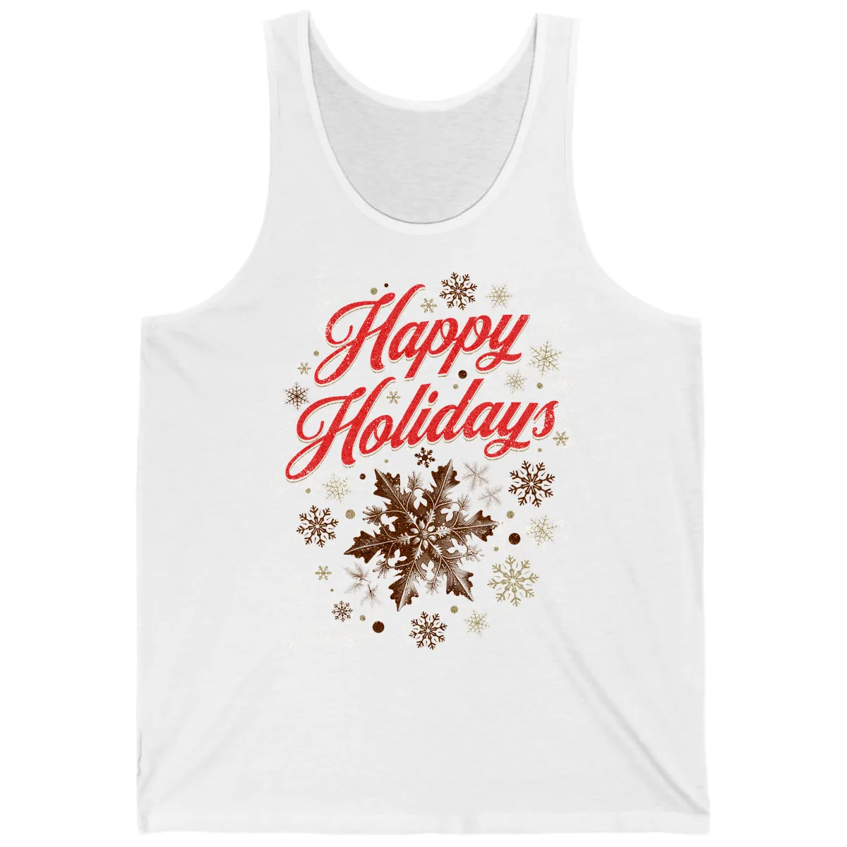 Happy Holidays Glitter Snowflake Design Tank in White