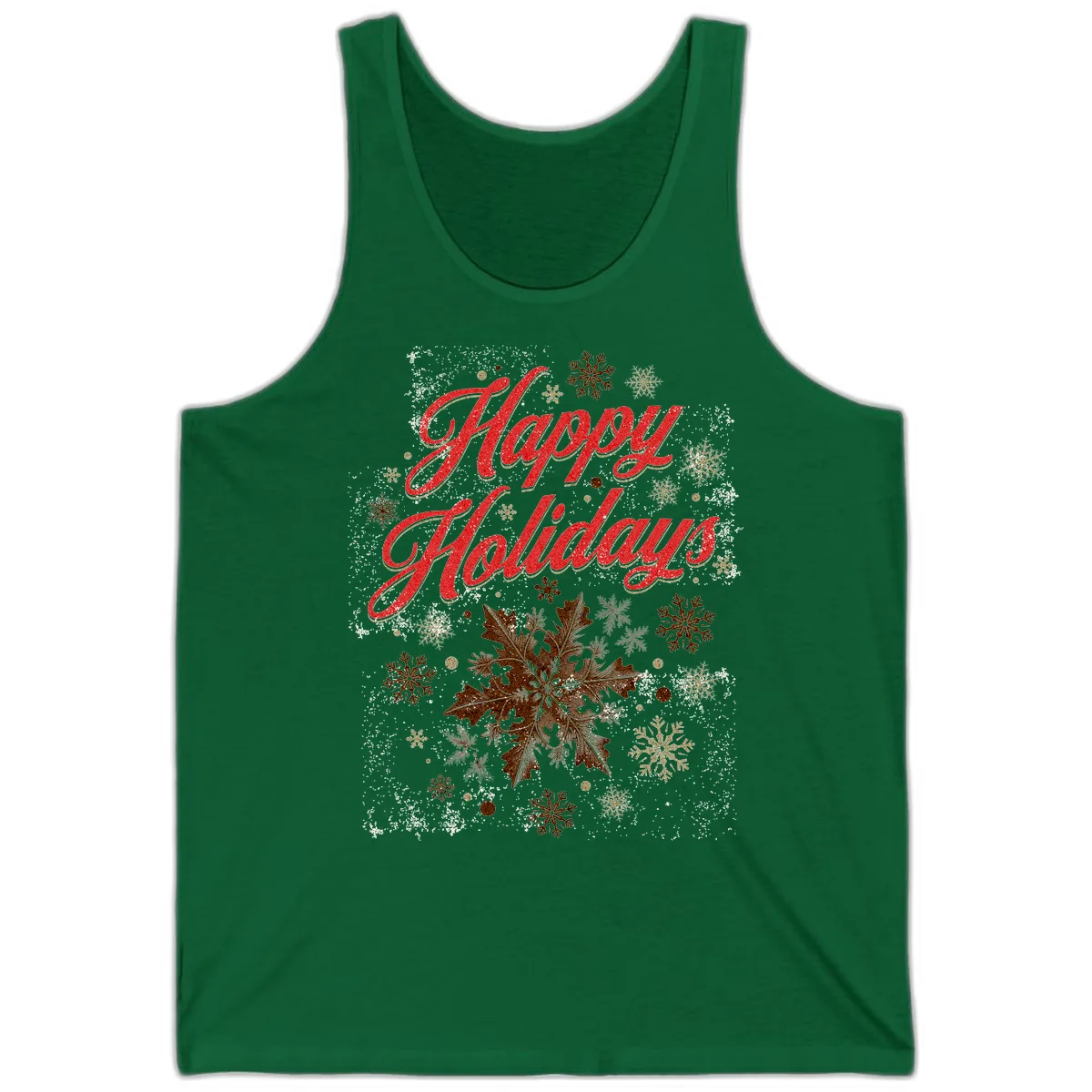 Happy Holidays Glitter Snowflake Design Tank in Kelly