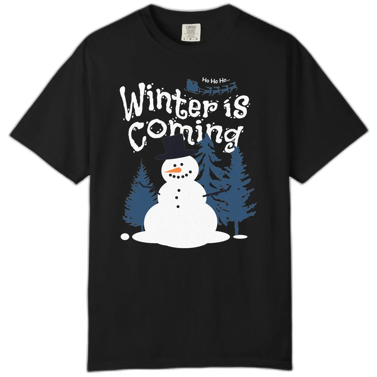 Winter Is Coming Snowman Holiday Comfort Color in Black