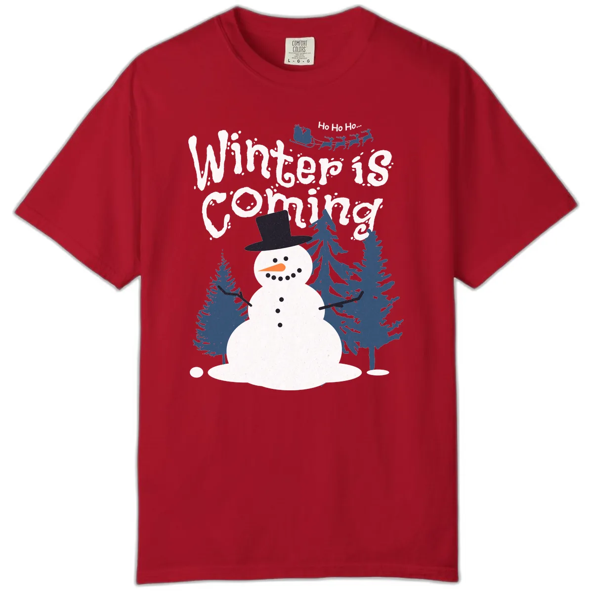 Winter Is Coming Snowman Holiday Comfort Color in Red