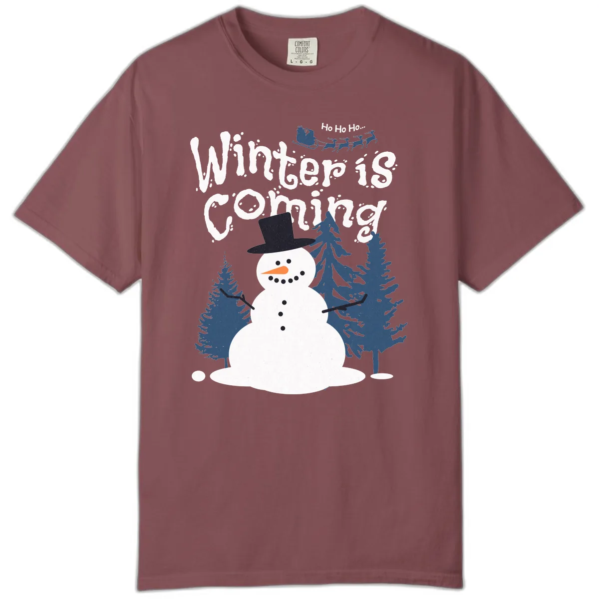 Winter Is Coming Snowman Holiday Comfort Color in Brick