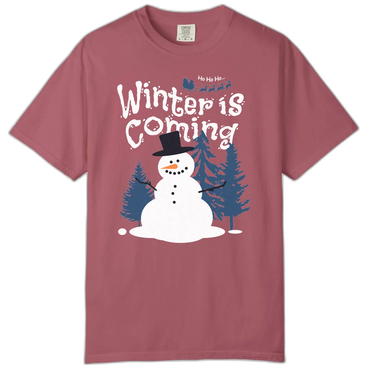 Winter Is Coming Snowman Holiday Comfort Color in Crimson