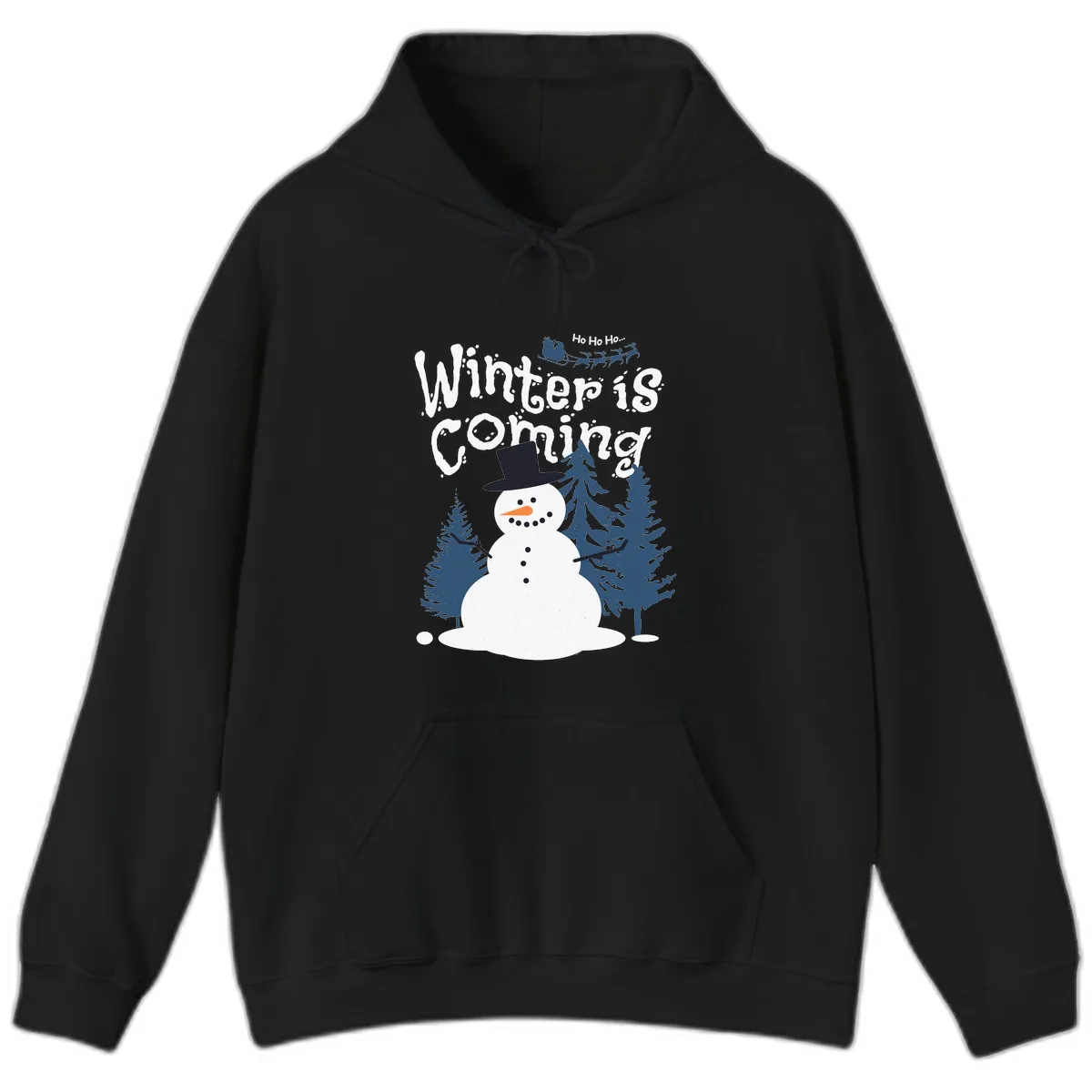 Winter Is Coming Snowman Holiday Hoodie in Black