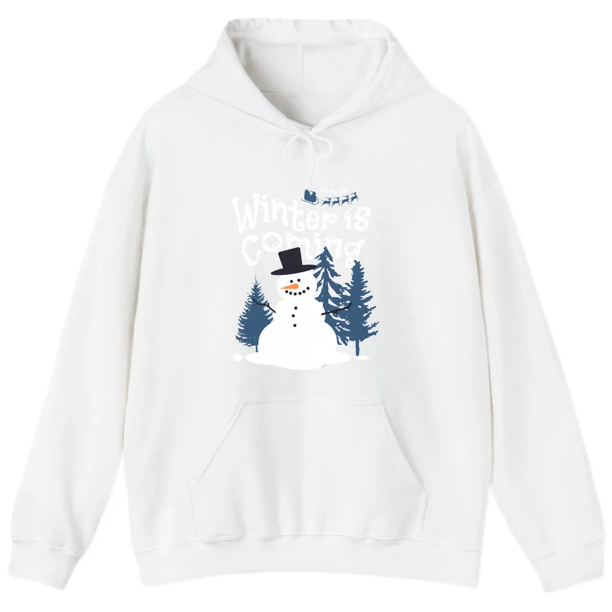 Winter Is Coming Snowman Holiday Hoodie in White